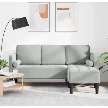 Pohovka vidaXL Set pohovek s polštářem Světle šedá 173 x 131 x 67 cm Polyester [42001925]