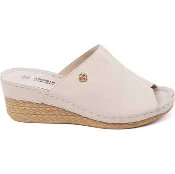 Dámské pantofle Zajímavé dámské nazouváky hnědé na klínku 39