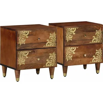 Noční stolek vidaXL Noční skříňka se zásuvkou 2 pcs Medová hnědá 40 x 33 x 46 cm [4018735]