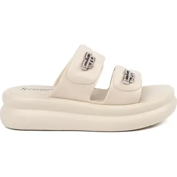 Dámské pantofle Jedinečné Jasnobeżowy dámské nazouváky platforma 37