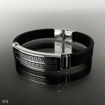 Náramek Pánský náramek z oceli a pryže č. 575