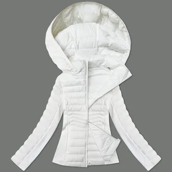 Dámská bunda Bílá dámská bunda z různých spojených materiálů J Style (16M9225-281) odstíny bílé XL (42)