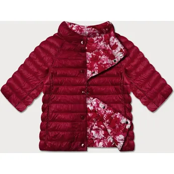 Červená/květovaná oboustranná dámská plus size bunda se 3/4 rukávy Minority (M23-7010-16) odstíny červené 46