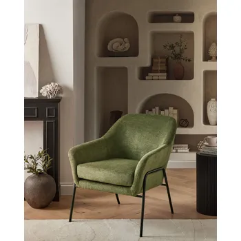 Křeslo Křeslo zelené polyesterové čalounění kovový rám moderní styl obývací pokoj ložnice Beliani