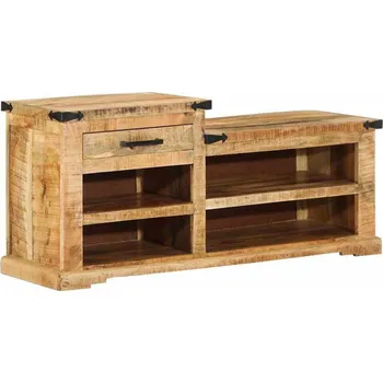 Otoman vidaXL lavice se zásuvkou Hnědá 110 x 35 x 50 cm Hrubé mango [4019631]