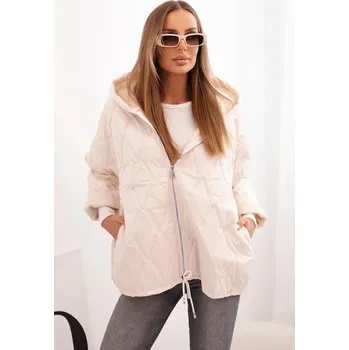Dámská prošívaná bunda s kapucí světle béžová UNI