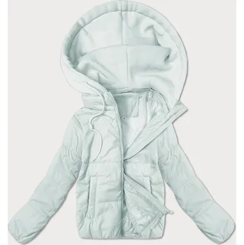 Krátká dámská bunda ve světle pistácijové barvě s teplákovou kapucí J Style (16M9236-176) odstíny zelené S (36)