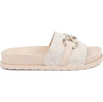 Dámské pantofle Jedinečné dámské nazouváky Jasnobeżowy na plochém podpatku 39