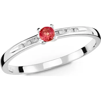 Prsten Prsten z bílého zlata s červeným safírem a diamanty 270.99 Velikost: 46
