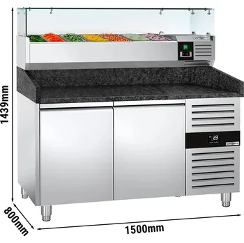 Lednice G.Gastro Chladicí stůl na pizzu PREMIUM - 1,5 x 0,8 m - se 2 dveřmi 4646