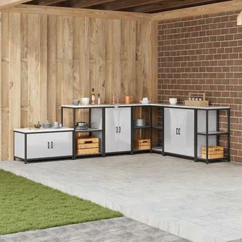 Kuchyňská linka vidaXL Skladování v kuchyni s policí Stříbrná 60 x 50 x 92 cm Ocel [874993]