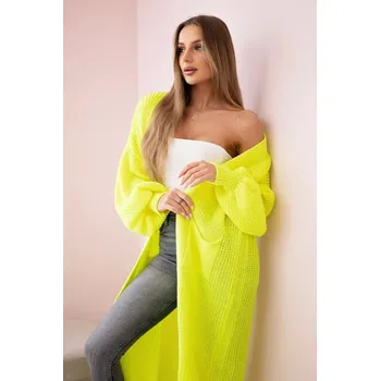 Dámský svetr Svetr dlouhý kardigan žlutá neon UNI
