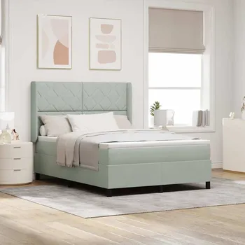 Postel vidaXL Postel s boxspringem s matrací Světle šedá 140 x 200 cm samet [3342062]