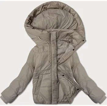 Krátká béžová dámská bunda s kapucí J Style (16M9237-62) odstíny béžové XL (42)
