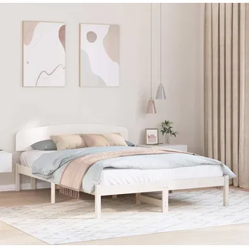 Postel vidaXL Rám postele s čelo Bílá 160 x 200 cm Masivní borové dřevo [872057]
