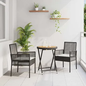 Zahradní sestava vidaXL Zahradní bistro set 3 pcs Černá polyratan [3334967]