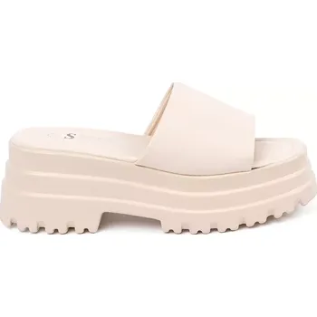 Dámské pantofle Pěkné nazouváky dámské Jasnobeżowy platforma 40