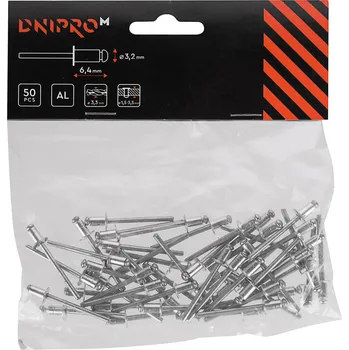 Nýt Hliníkový nýt 3,2*6,4 mm (50 ks), Dnipro-M