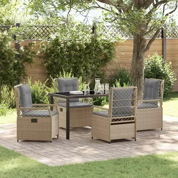 Zahradní sestava vidaXL Zahradní jídelní souprava 5 pcs Béžová polyratan [3381004]