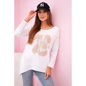 Dámská košile Dámská halenka s kapsami a ozdobným potiskem bílý UNI