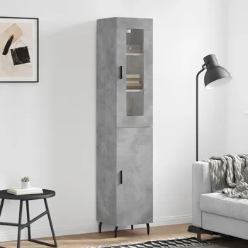 Příborník do zásuvky vidaXL Skříň highboard 34,5x34x180 cm kompozit [3199188] Barva: Betonová šedá