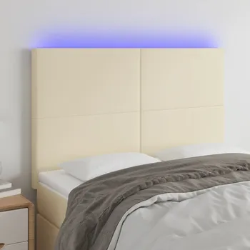 vidaXL Čelo postele s LED 144x5x118/128 cm umělá kůže [3122239] Barva: krémová