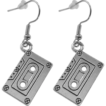 Náušnice Náušnice kovové retro - Audio MC kazeta - Stříbrná