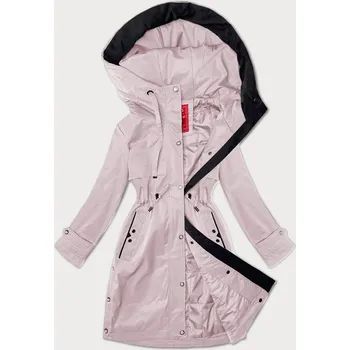 Jednoduchá dámská bunda v pudrově růžové barvě s kapucí LHD (LHD-24590) odstíny růžové XXL (44)