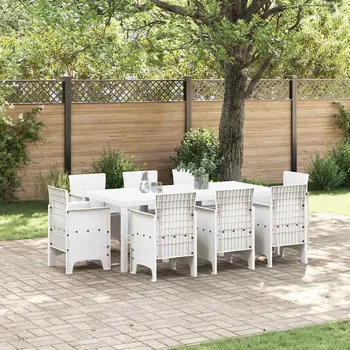 Zahradní sestava vidaXL Zahradní jídelní souprava 9 pcs Bílá Polypropylen [3378585]