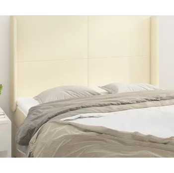 vidaXL Čelo postele typu ušák 147x16x118/128 cm umělá kůže [3119390] Barva: krémová