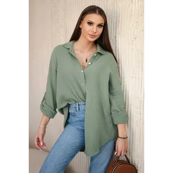 Dámská košile Bavlněná mušelínová košile oversize khaki UNI
