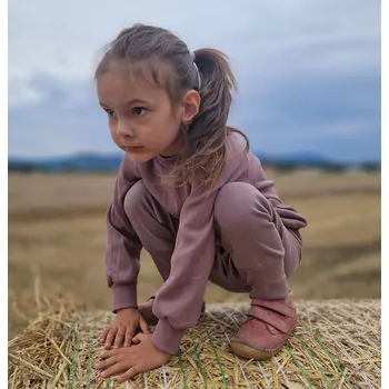 Dívčí mikina Yháček Žebrovaná mikina Yháček, Dark old rose Velikost: 98