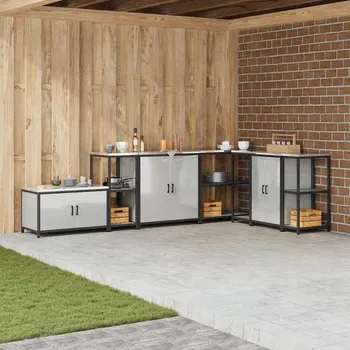 Kuchyňská linka vidaXL Skladování v kuchyni s policí Stříbrná 60 x 50 x 92 cm Ocel [874973]