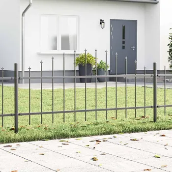 Plot vidaXL Zahradní plot s obloukovými vrcholy, šedý, 1,7 m × 0,75 m, ocel [42003902]