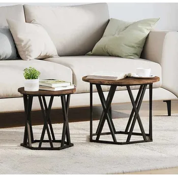 Konferenční stolek vidaXL Boční stůl 2 pcs Kouřový dub Inženýrské dřevo a ocel [868245]