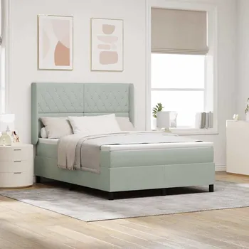 Postel vidaXL Postel s boxspringem s čelo Světle šedá 140 x 200 cm samet [3343814]