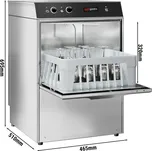 G.Gastro Myčka skla 2,97 kW - Bez vypouštěcího čerpadla - S čerpadlem mycího prostředku a přívodem oplachového prostředku