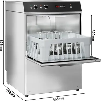 Myčka nádobí G.Gastro Myčka skla 2,97 kW - Bez vypouštěcího čerpadla - S čerpadlem mycího prostředku a přívodem oplachového prostředku