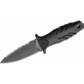 lovecký nůž FOX Knives FX-647 S Elementum taktický nůž - dýka 10 cm, celočerná, nylon + guma, pouzdro Kydex