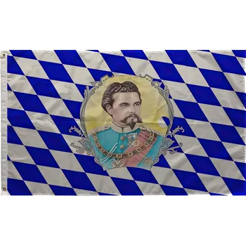 Vlajka bavorský král Ludvík II. Bavorský 30 x 45 cm na dřevěné tyčce