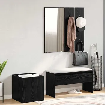 vidaXL Sestava nábytku do předsíně 5 pcs Černý dub a stříbro [3332489]