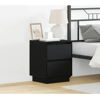 Noční stolek vidaXL Noční skříňka se zásuvkou 2 pcs Černý dub 39 x 34,5 x 50 cm [869613]