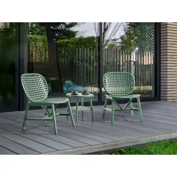 Zahradní stůl Zahradní bistro sada zelená malý stůl nízké venkovní židle moderní styl balkon Beliani