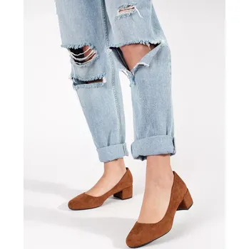 Dámské lodičky Pohodlné lodičky dámské Jasnobrązowy na širokém podpatku 36