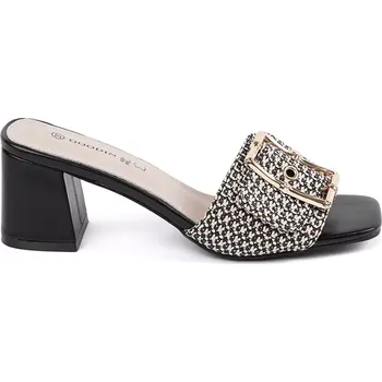 Dámské pantofle Výborné Czarno-biały nazouváky dámské na širokém podpatku 36