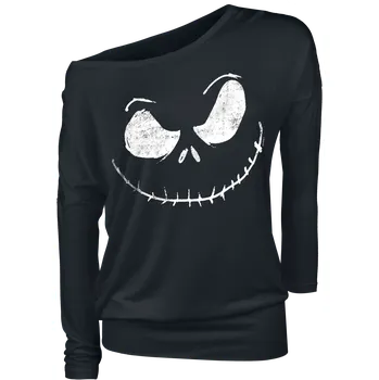 Dámské tričko Tričko s dlouhým rukávem Disney z The Nightmare Before Christmas - Jack Skellington - Face - Ženy - černá