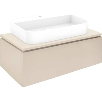 Koupelnový nábytek Koupelnová skříňka s umyvadlem a krycí deskou SAT Feel 100x30x46 cm béžová mat SATFEEL100BEDU - SATFEEL100BEDU