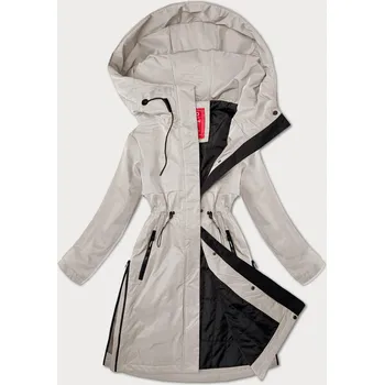 Světle béžová jednoduchá dámská bunda s kapucí LHD (LHD-24592) odstíny béžové M (38)