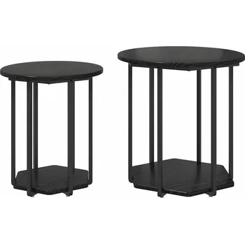 Konferenční stolek vidaXL Sada odkládacích stolků s policí 2 pcs Černý dub [869714]