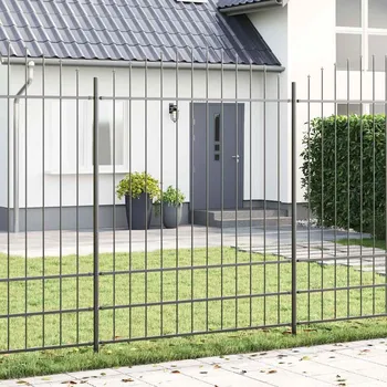 Plot vidaXL Šedý zahradní plot s hoop topem 1,7x2 m, ocel [42003907]